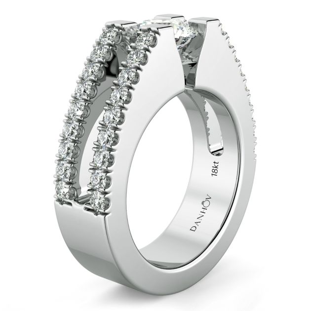 Danhov Tension Engagement Ring in 14k White Gold