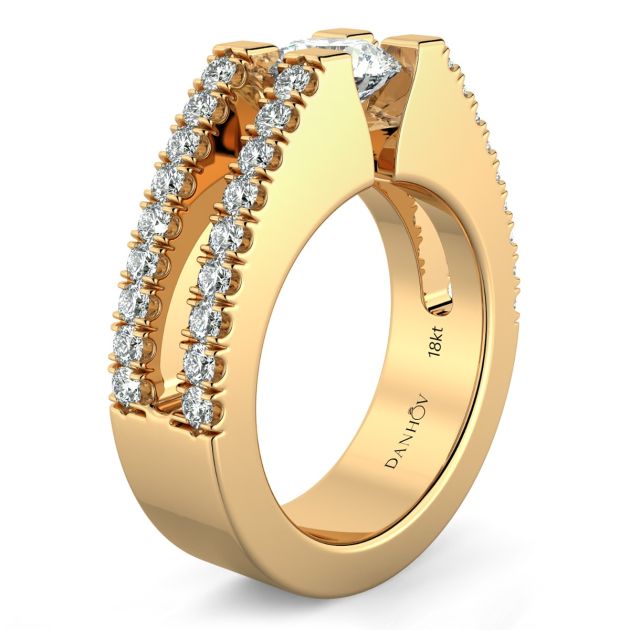 Danhov Tension Engagement Ring in 14k Yellow Gold