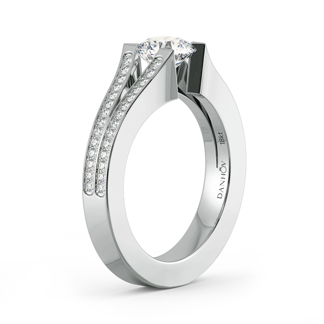 Danhov Tension Engagement Ring in 14k White Gold