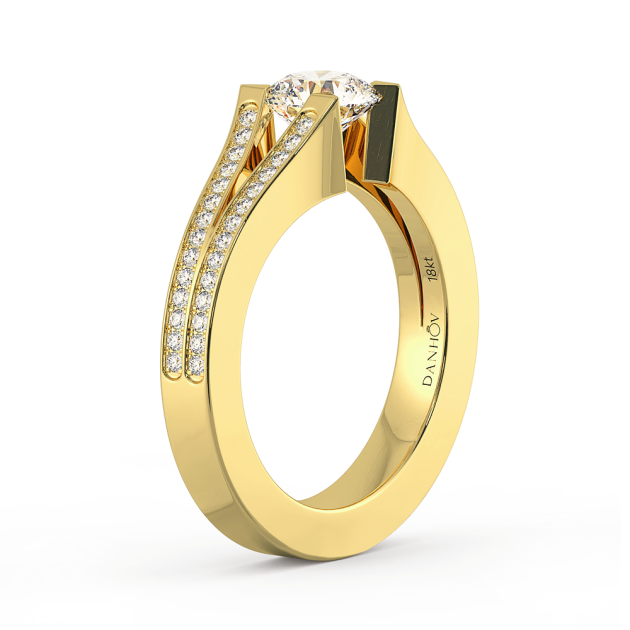 Danhov Tension Engagement Ring in 14k Yellow Gold