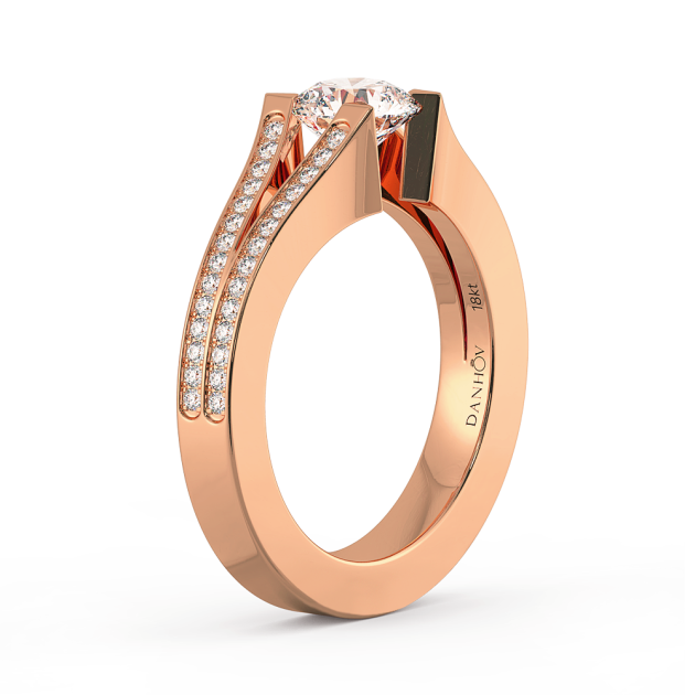 Danhov Tension Engagement Ring in 14k Rose Gold