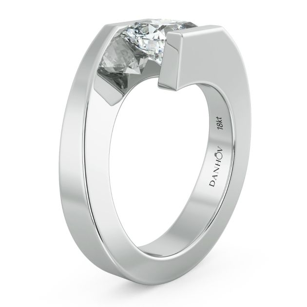 Danhov Cushion Diamond Tension Engagement Ring in 14k White Gold