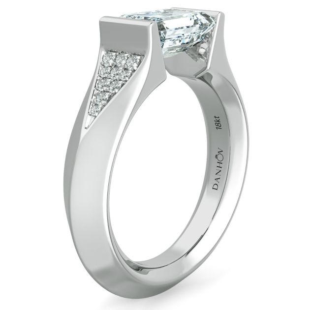 Danhov Tension Engagement Ring in 14k White Gold