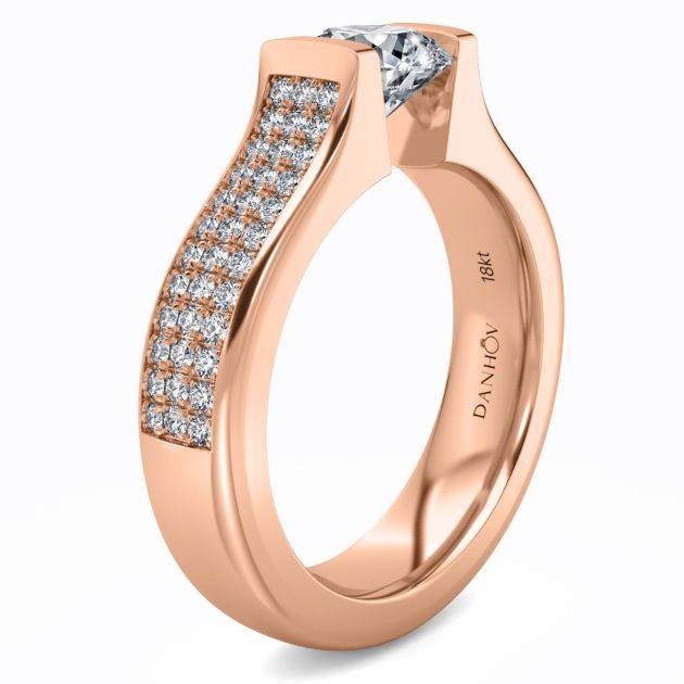 Danhov Tension Engagement Ring in 14k Rose Gold