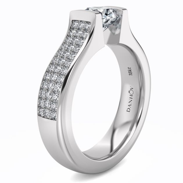 Danhov Tension Engagement Ring in 14k White Gold