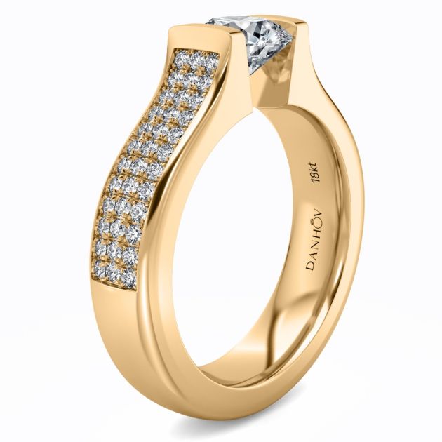 Danhov Tension Engagement Ring in 14k Yellow Gold