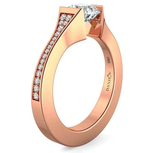 Danhov Tension Engagement Ring in 14k Rose Gold