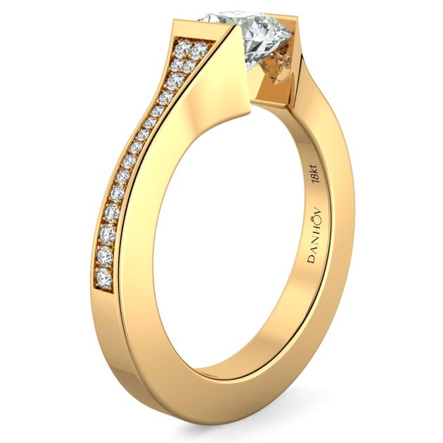 Danhov Tension Engagement Ring in 14k Yellow Gold