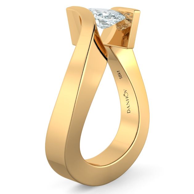 Danhov Tension Engagement Ring in 14k Yellow Gold