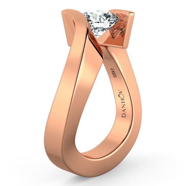 Danhov Tension Engagement Ring in 14k Rose Gold