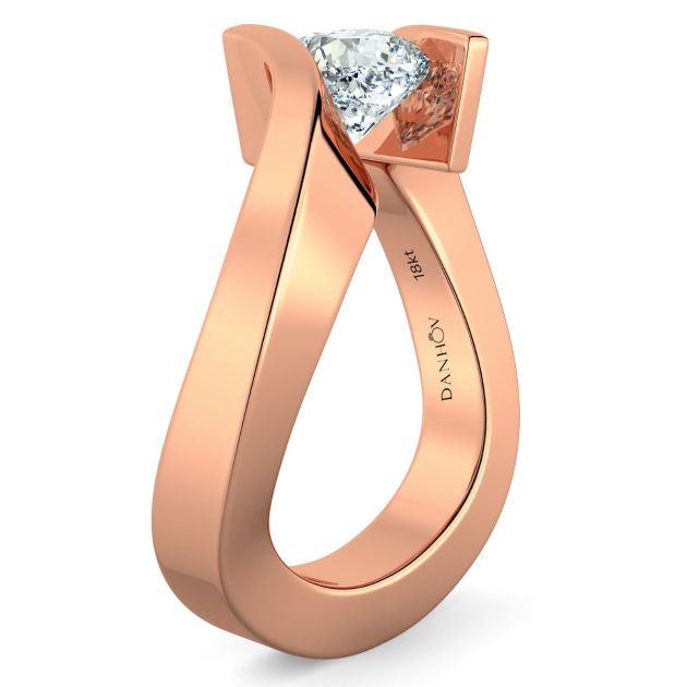 Danhov Tension Engagement Ring in 14k Rose Gold