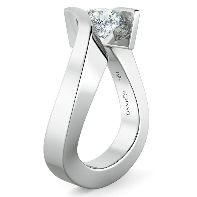 Danhov Tension Engagement Ring in 14k White Gold