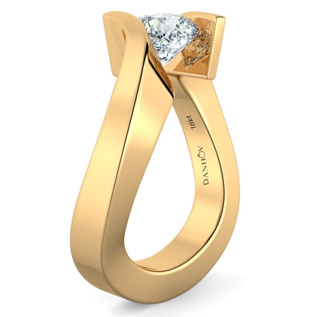 Danhov Tension Engagement Ring in 14k Yellow Gold