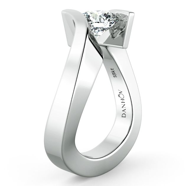 Danhov Tension Engagement Ring in 14k White Gold