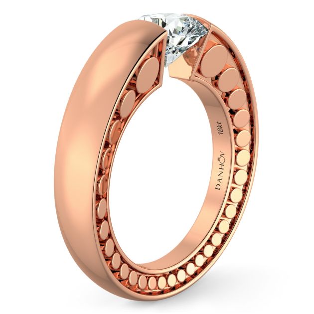 Danhov Tension Engagement Ring in 14k Rose Gold