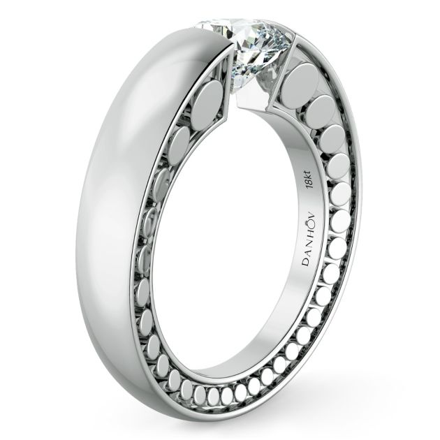 Danhov Tension Engagement Ring in 14k White Gold