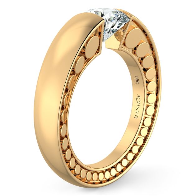 Danhov Tension Engagement Ring in 14k Yellow Gold
