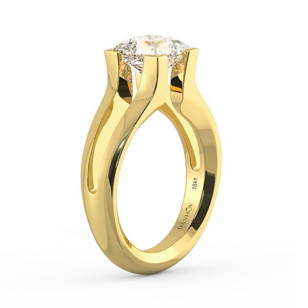 Danhov Tension Engagement Ring in 14k Yellow Gold