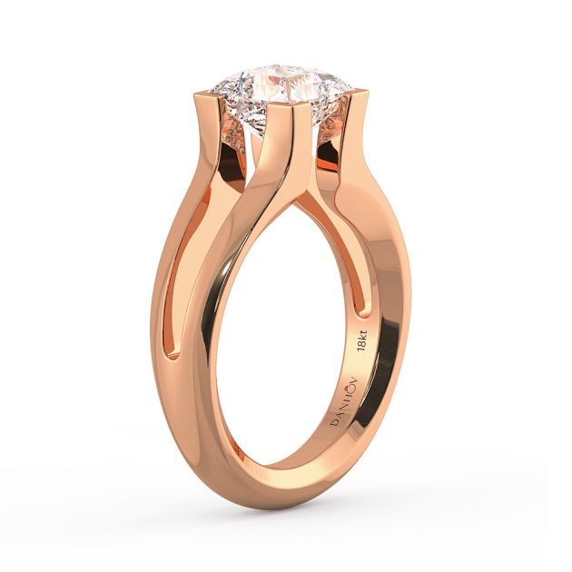 Danhov Tension Engagement Ring in 14k Rose Gold