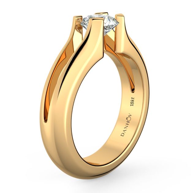 Danhov Tension Engagement Ring in 14k Yellow Gold