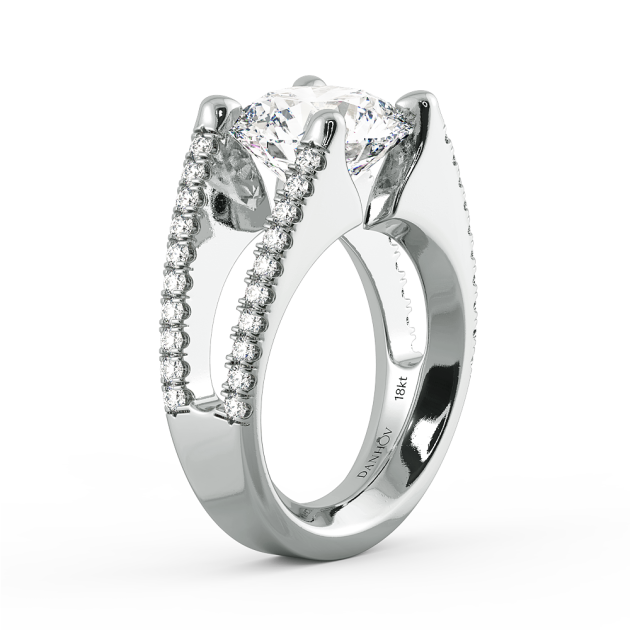 Danhov Tension Engagement Ring in 14k White Gold