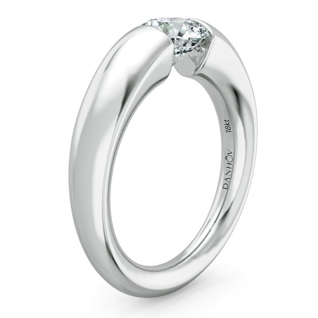 Danhov Tension Engagement Ring in 14k White Gold