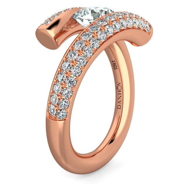 Danhov Tension Engagement Ring in 14k Rose Gold