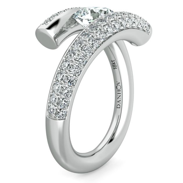 Danhov Tension Engagement Ring in 14k White Gold