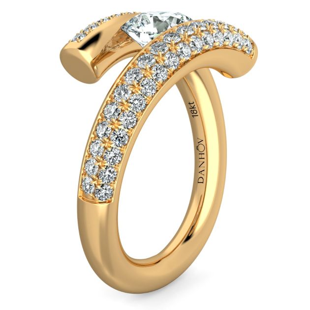 Danhov Tension Engagement Ring in 14k Yellow Gold