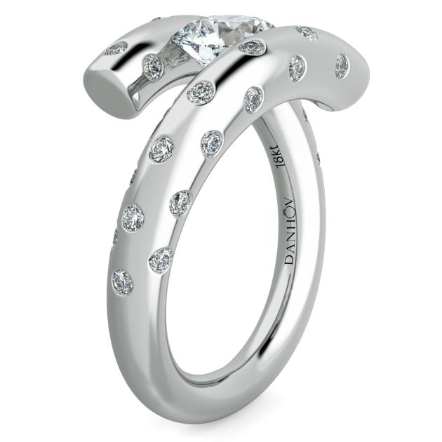 Danhov Tension Engagement Ring in 14k White Gold