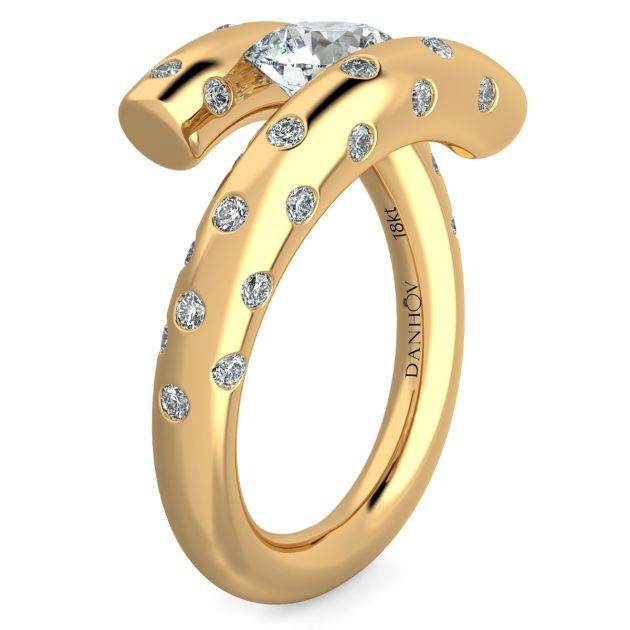 Danhov Tension Engagement Ring in 14k Yellow Gold