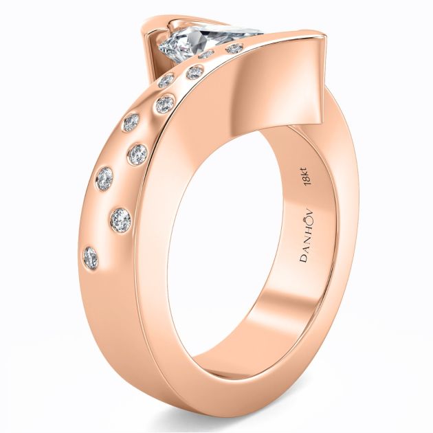 Danhov Tension Engagement Ring in 14k Rose Gold