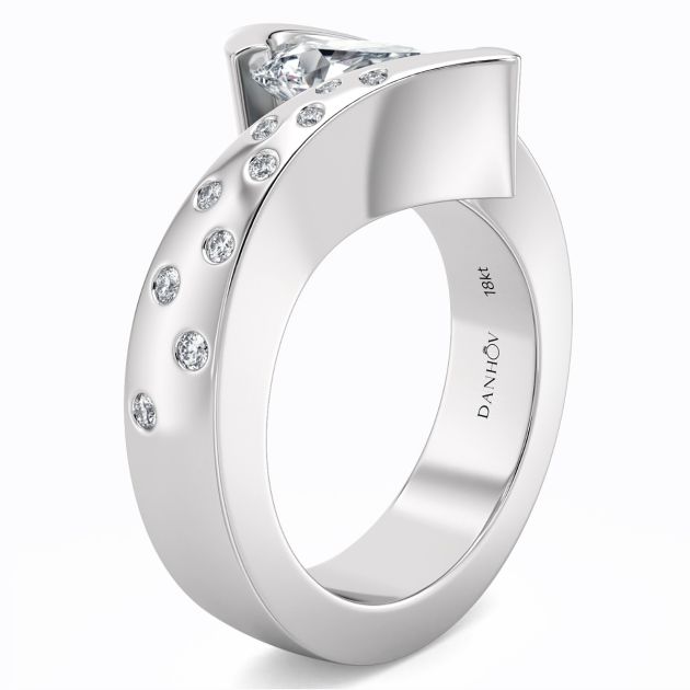 Danhov Tension Engagement Ring in 14k White Gold