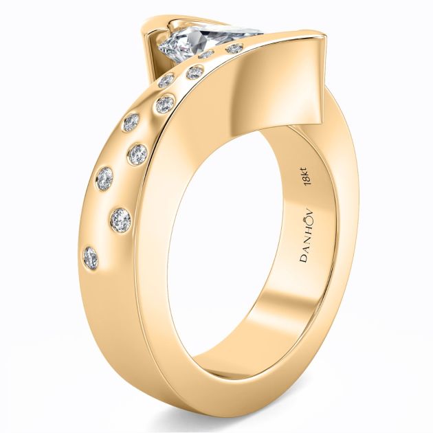 Danhov Tension Engagement Ring in 14k Yellow Gold
