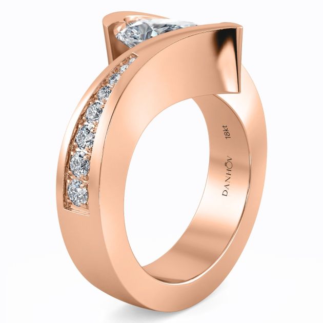 Danhov Tension Engagement Ring in 14k Rose Gold