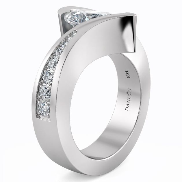 Danhov Tension Engagement Ring in 14k White Gold