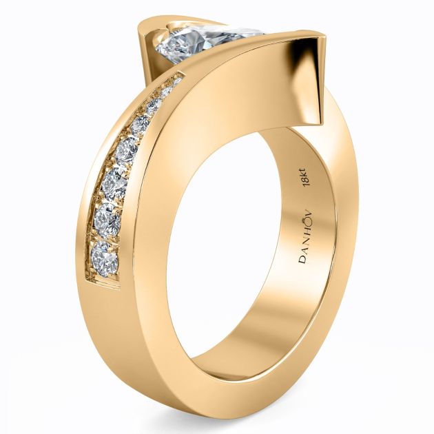 Danhov Tension Engagement Ring in 14k yellow Gold