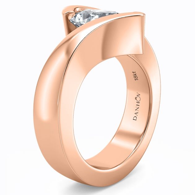 Danhov Tension Engagement Ring in 14k Rose Gold