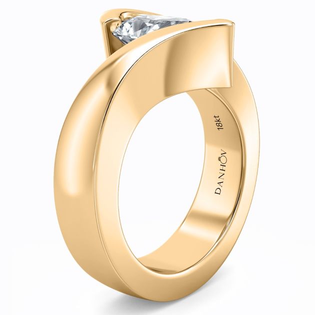 Danhov Tension Engagement Ring in 14k Yellow Gold