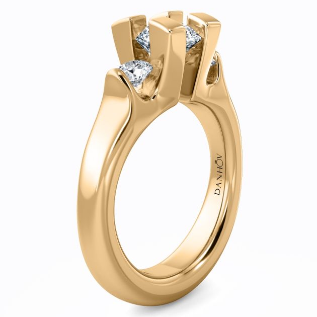 Danhov Tension Engagement Ring in 14k yellow Gold