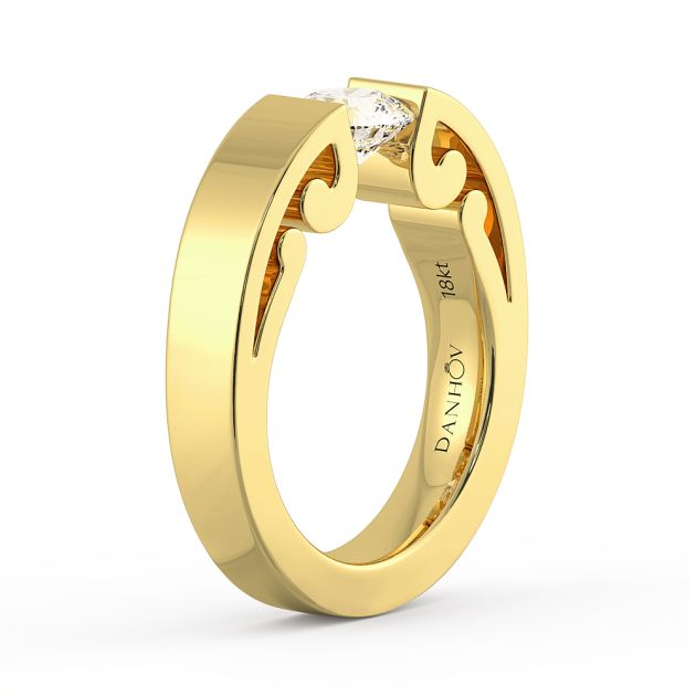 Danhov Tension Engagement Ring in 14k Yellow Gold