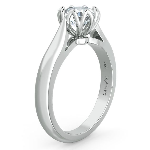 Danhov Classico Handcrafted Diamond Engagement Ring in 14k White Gold
