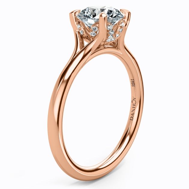 Danhov Classico Halo Engagement Ring in 14k Rose Gold