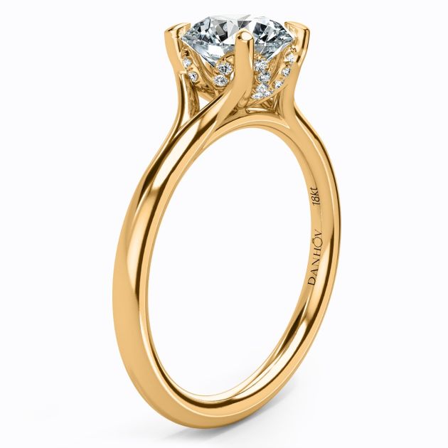 Danhov Classico Halo Engagement Ring in 14k Yellow Gold