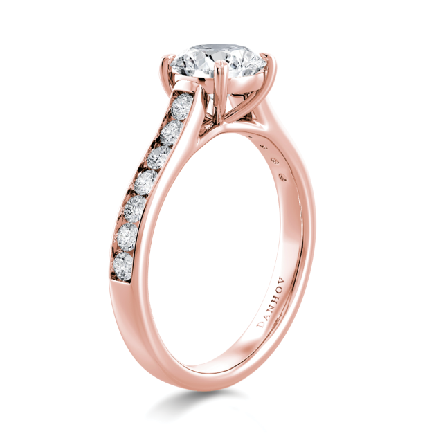 Danhov Classico Diamond Engagement Ring in 18k Rose Gold