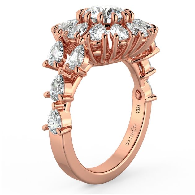 Danhov Classico Grand Diamond Engagement Ring in 18k Rose Gold