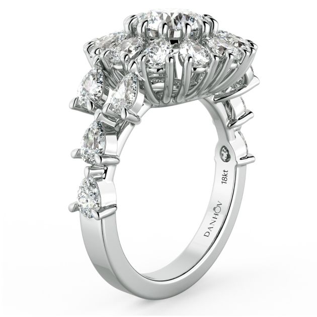 Danhov Classico Grand Diamond Engagement Ring in 14k White Gold