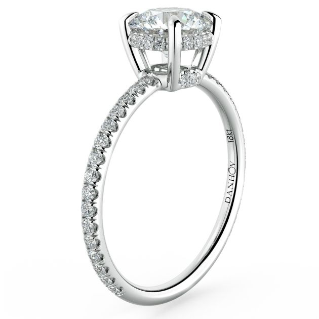 Danhov Classico Unique Handmade Engagement Ring in 14k White Gold