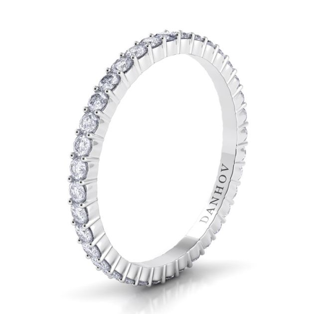 Danhov Carezza Flat Diamond Wedding Band for Her in 14k White Gold