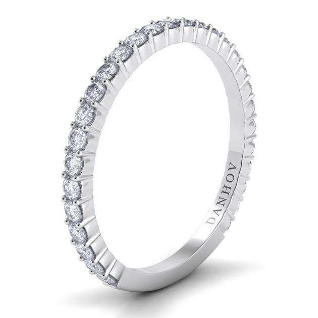 Danhov Carezza Flat Diamond Wedding Ring for Women in 14k White Gold